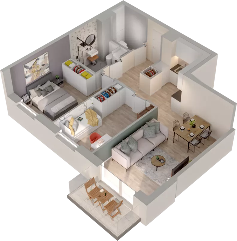 3 pokoje, mieszkanie 55,98 m², piętro 1, oferta nr B2.14, Osiedle Chabrowe, Starogard Gdański, ul. Gen. Stanisław Sosabowskiego