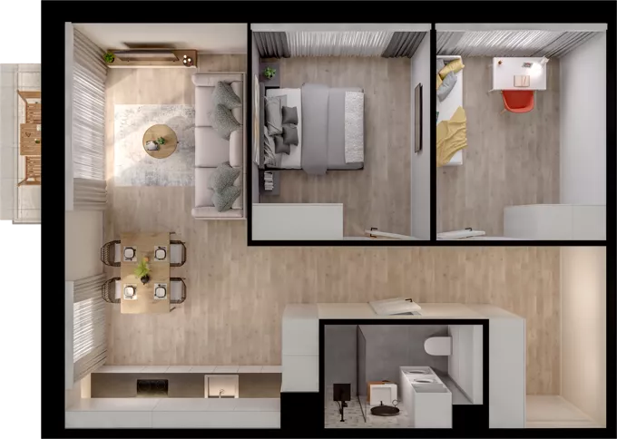 3 pokoje, mieszkanie 56,99 m², piętro 2, oferta nr B2.29, Osiedle Chabrowe, Starogard Gdański, ul. Gen. Stanisław Sosabowskiego