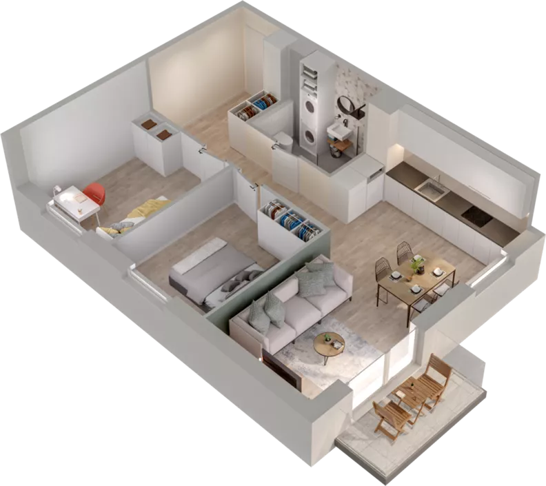3 pokoje, mieszkanie 56,99 m², piętro 2, oferta nr B2.29, Osiedle Chabrowe, Starogard Gdański, ul. Gen. Stanisław Sosabowskiego