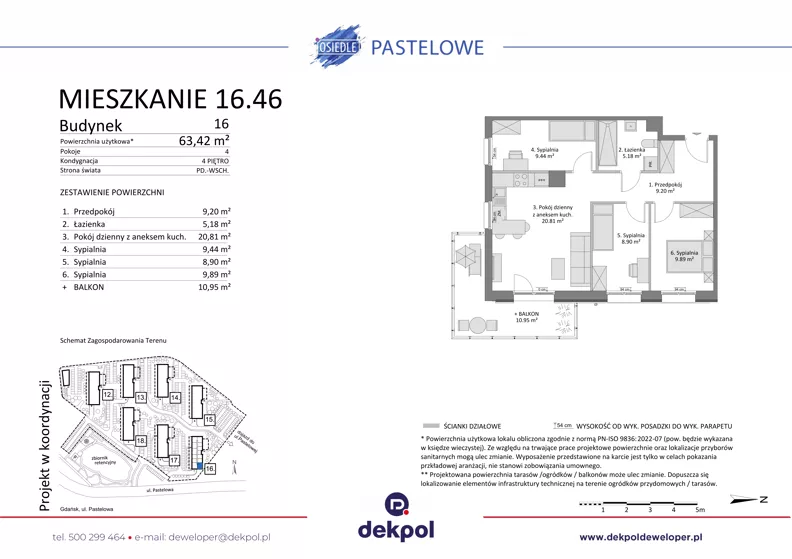 4 pokoje, mieszkanie 63,42 m², piętro 4, oferta nr 16.46, Osiedle Pastelowe, Gdańsk, Orunia Górna-Gdańsk Południe, Gdańsk-Południe, ul. Pastelowa