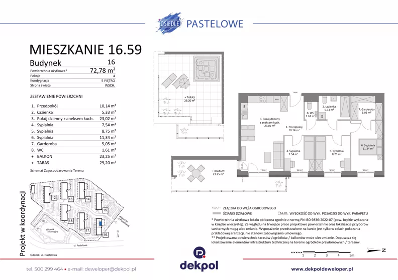 4 pokoje, mieszkanie 72,78 m², piętro 5, oferta nr 16.59, Osiedle Pastelowe, Gdańsk, Orunia Górna-Gdańsk Południe, Gdańsk-Południe, ul. Pastelowa