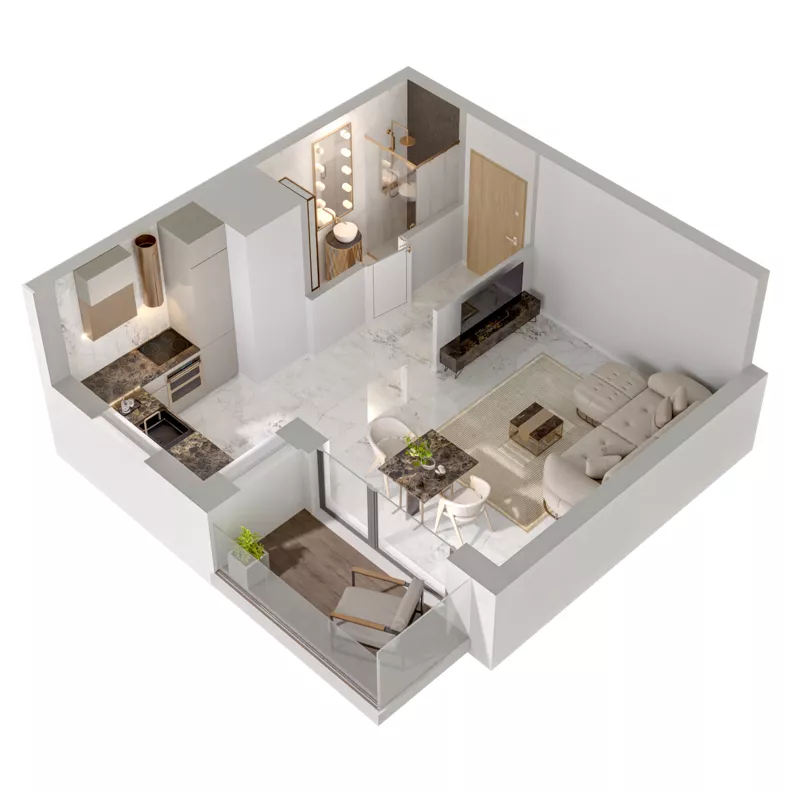 1 pokój, mieszkanie 29,48 m², piętro 16, oferta nr A1/135, Zaspa Wysoko, Gdańsk, Zaspa, Zaspa-Młyniec, aleja Jana Pawła II