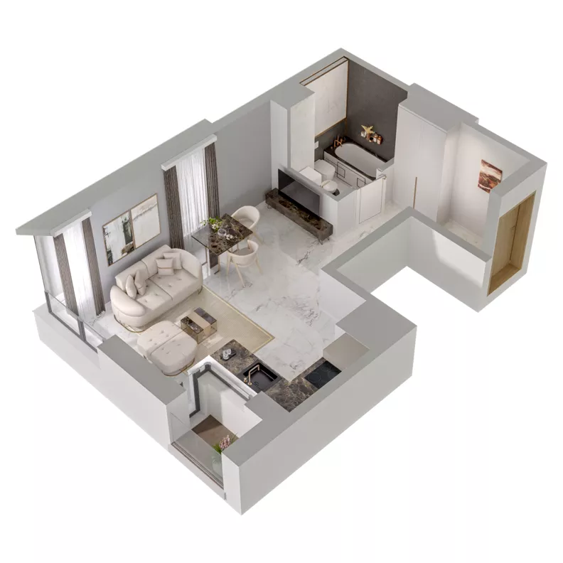 1 pokój, mieszkanie 31,03 m², piętro 8, oferta nr A2/214, Zaspa Wysoko, Gdańsk, Zaspa, Zaspa-Młyniec, aleja Jana Pawła II