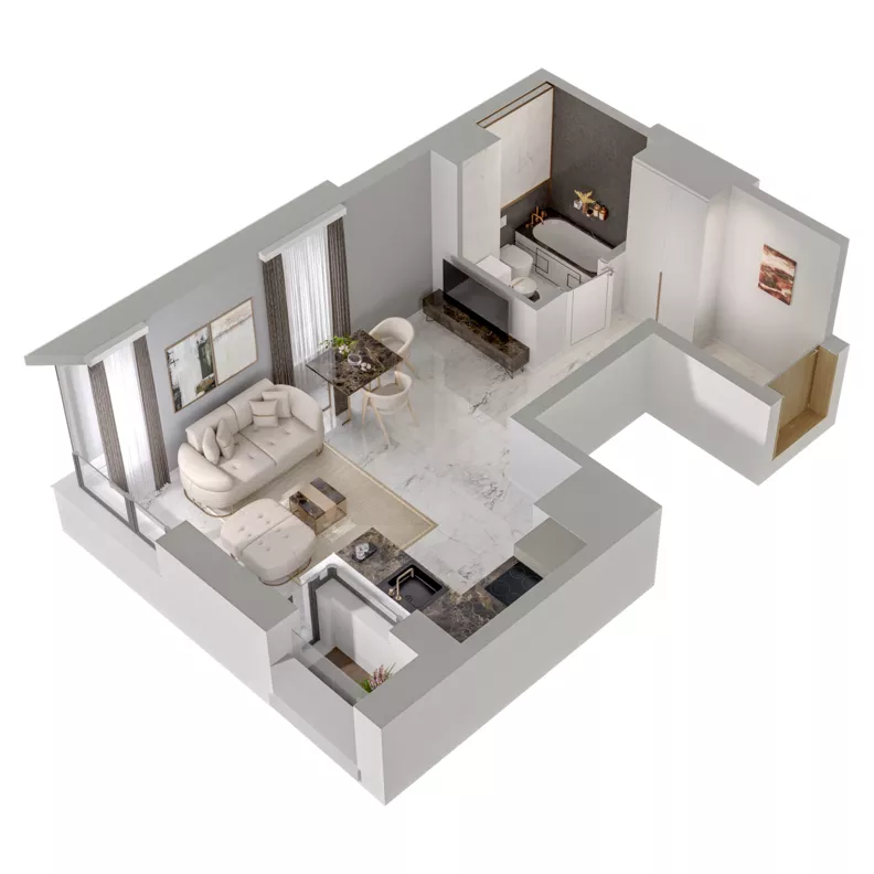 1 pokój, mieszkanie 31,03 m², piętro 7, oferta nr A2/205, Zaspa Wysoko, Gdańsk, Zaspa, Zaspa-Młyniec, aleja Jana Pawła II