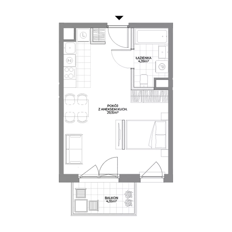 1 pokój, mieszkanie 33,54 m², piętro 3, oferta nr 1/21, Osiedle Prystora II, Warszawa, Ursus, Skorosze, ul. Aleksandra Prystora 2
