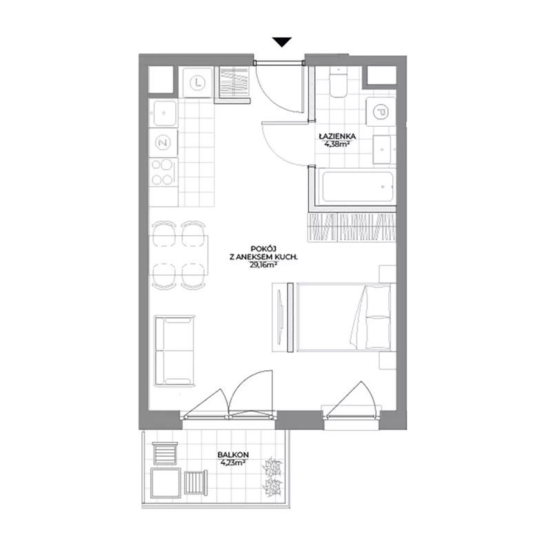 1 pokój, mieszkanie 33,54 m², piętro 1, oferta nr 1/11, Osiedle Prystora II, Warszawa, Ursus, Skorosze, ul. Aleksandra Prystora 2