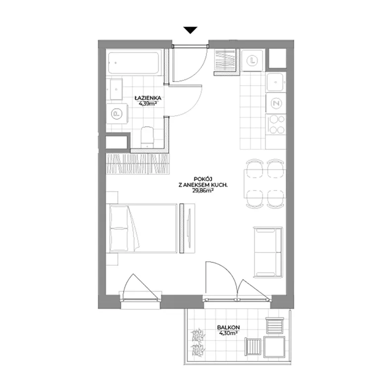 1 pokój, mieszkanie 34,25 m², piętro 2, oferta nr 1/16, Osiedle Prystora II, Warszawa, Ursus, Skorosze, ul. Aleksandra Prystora 2