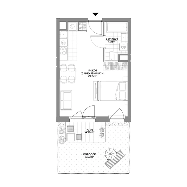 1 pokój, mieszkanie 33,54 m², parter, oferta nr 1/3, Osiedle Prystora II, Warszawa, Ursus, Skorosze, ul. Aleksandra Prystora 2