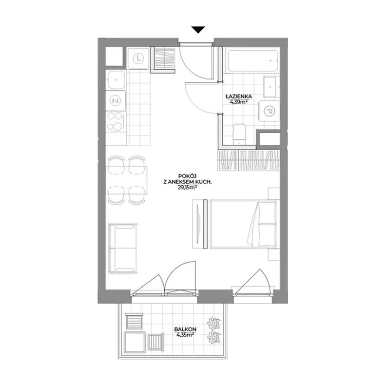 1 pokój, mieszkanie 33,54 m², piętro 1, oferta nr 1/9, Osiedle Prystora II, Warszawa, Ursus, Skorosze, ul. Aleksandra Prystora 2