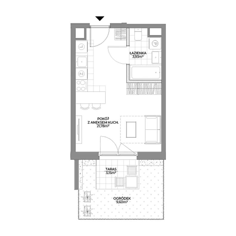1 pokój, mieszkanie 25,71 m², parter, oferta nr 2/92, Osiedle Prystora II, Warszawa, Ursus, Skorosze, ul. Aleksandra Prystora 2