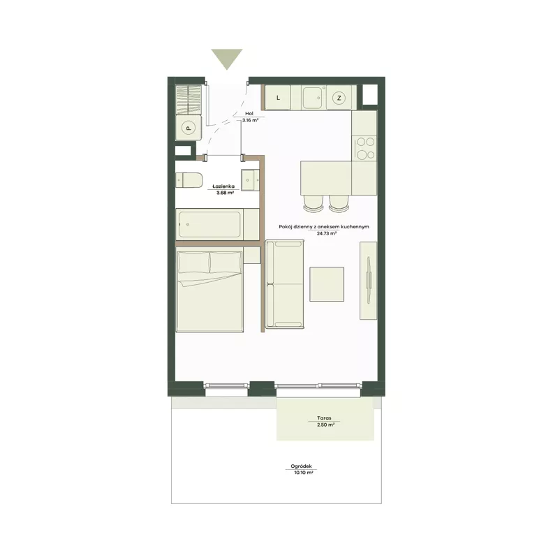 1 pokój, mieszkanie 31,57 m², parter, oferta nr B8/23, Apartamenty Onlylife, Warszawa, Wilanów, Powsin, ul. Łukasza Drewny/Potułkały