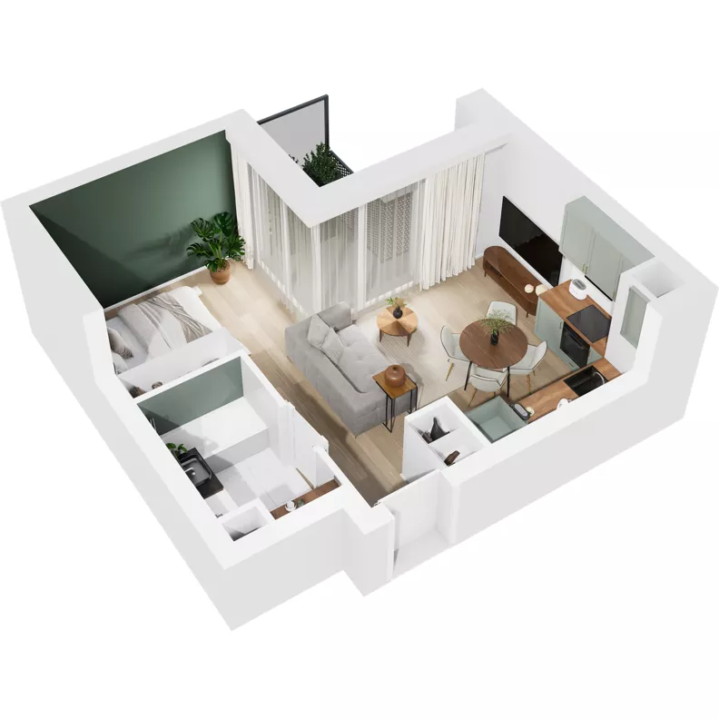 1 pokój, mieszkanie 32,18 m², piętro 1, oferta nr 122/6, Dobre Strony, Kraków, Dębniki, Borek Fałęcki, ul. Obozowa