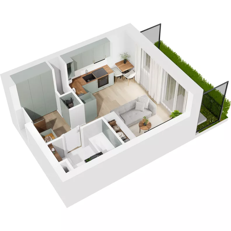 1 pokój, mieszkanie 26,87 m², parter, oferta nr 124/213, Dobre Strony, Kraków, Dębniki, Borek Fałęcki, ul. Obozowa