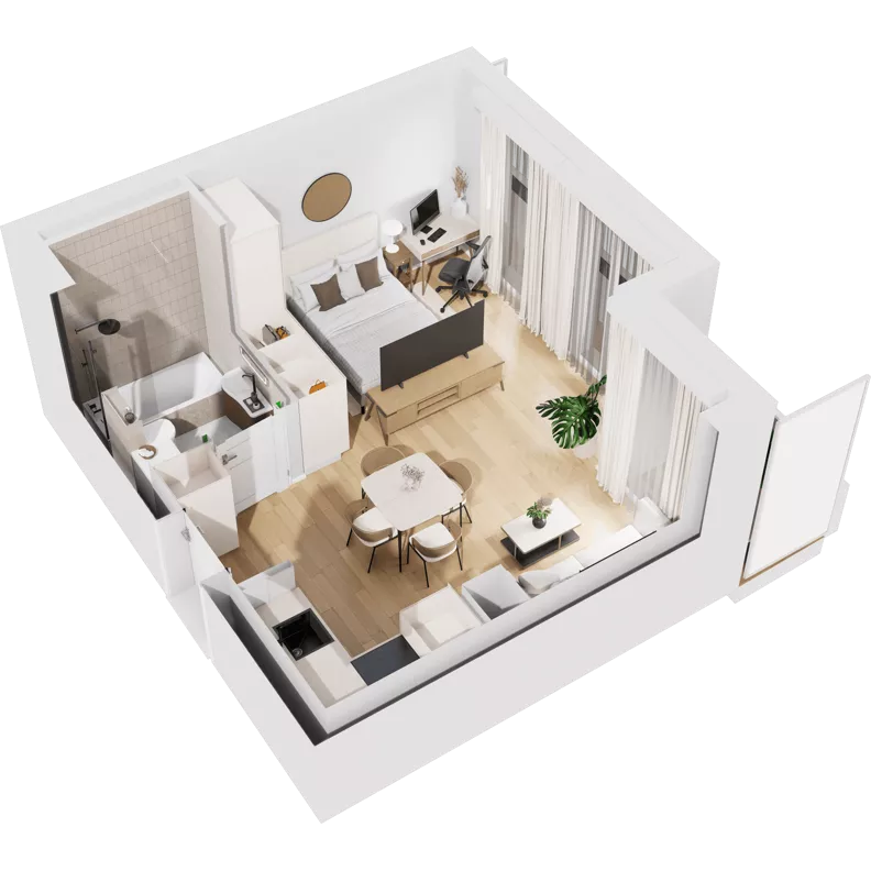 1 pokój, mieszkanie 30,65 m², piętro 3, oferta nr 0/32, Norren, Gdynia, Śródmieście, Śródmieście, ul. Żeromskiego 14