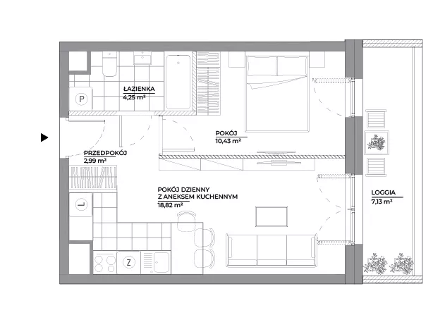 2 pokoje, mieszkanie 36,49 m², piętro 2, oferta nr B1/36, Architektów, Wrocław, Al. Architektów 22-30