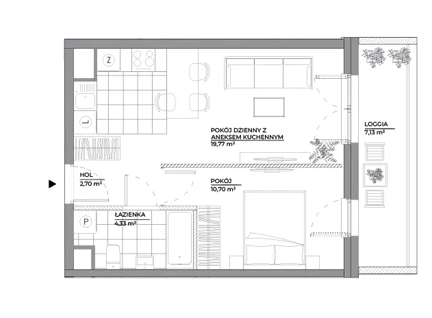 2 pokoje, mieszkanie 37,32 m², piętro 1, oferta nr B1/24, Architektów, Wrocław, Al. Architektów 22-30