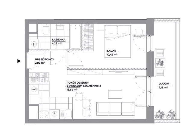 2 pokoje, mieszkanie 36,49 m², piętro 3, oferta nr B1/47, Architektów, Wrocław, Al. Architektów 22-30