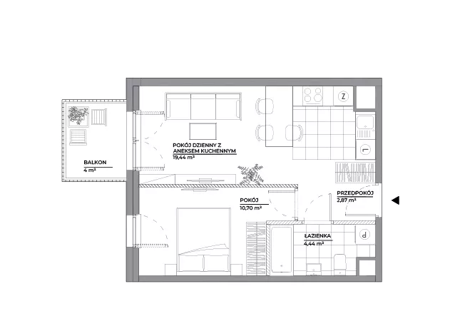 2 pokoje, mieszkanie 37,45 m², piętro 3, oferta nr A/159, Architektów, Wrocław, Al. Architektów 22-30
