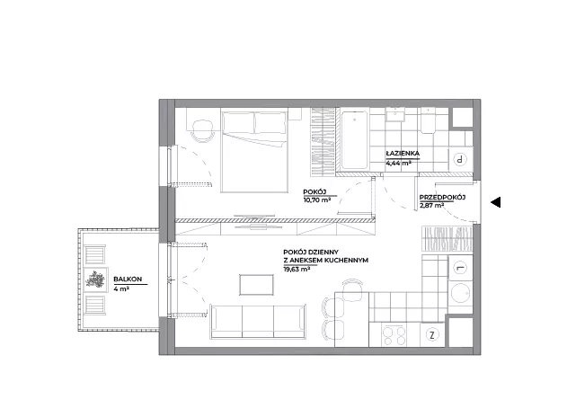 2 pokoje, mieszkanie 37,64 m², piętro 4, oferta nr A/170, Architektów, Wrocław, Al. Architektów 22-30