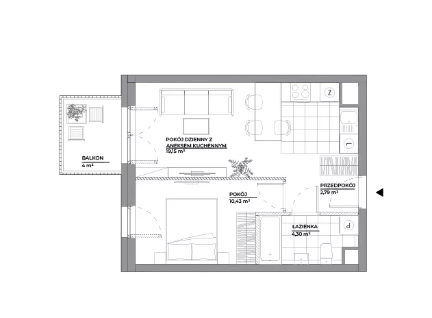 2 pokoje, mieszkanie 36,67 m², piętro 1, oferta nr A/135, Architektów, Wrocław, Al. Architektów 22-30