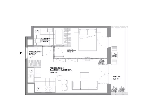 2 pokoje, mieszkanie 37,50 m², piętro 7, oferta nr B1/93, Architektów, Wrocław, Al. Architektów 22-30