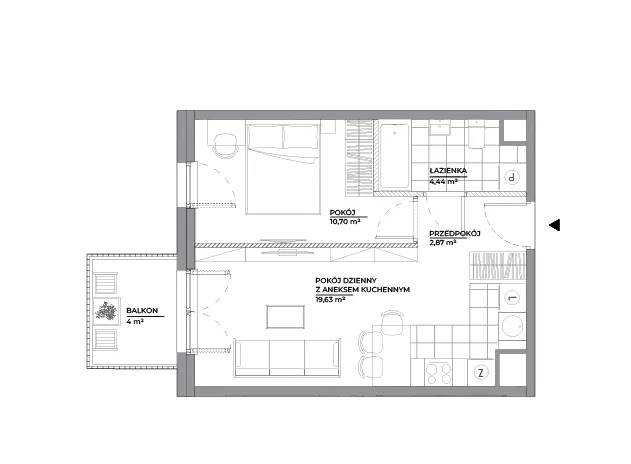 2 pokoje, mieszkanie 37,64 m², piętro 2, oferta nr A/146, Architektów, Wrocław, Al. Architektów 22-30