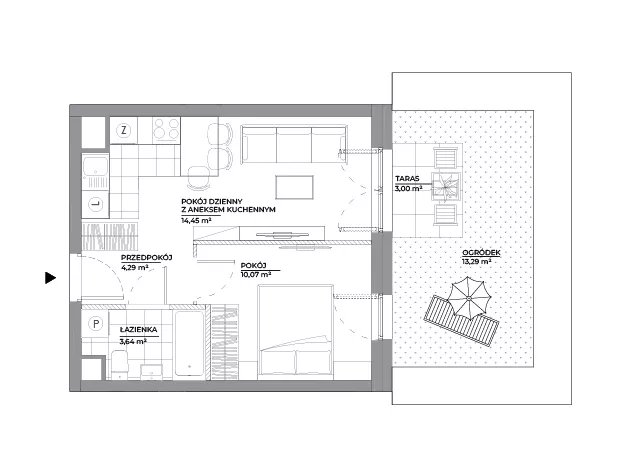 2 pokoje, mieszkanie 32,45 m², parter, oferta nr A/116, Architektów, Wrocław, Al. Architektów 22-30
