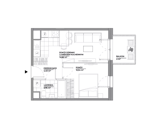2 pokoje, mieszkanie 33,36 m², piętro 4, oferta nr A/164, Architektów, Wrocław, Al. Architektów 22-30