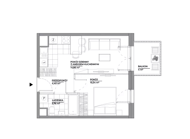 2 pokoje, mieszkanie 33,36 m², piętro 2, oferta nr A/140, Architektów, Wrocław, Al. Architektów 22-30
