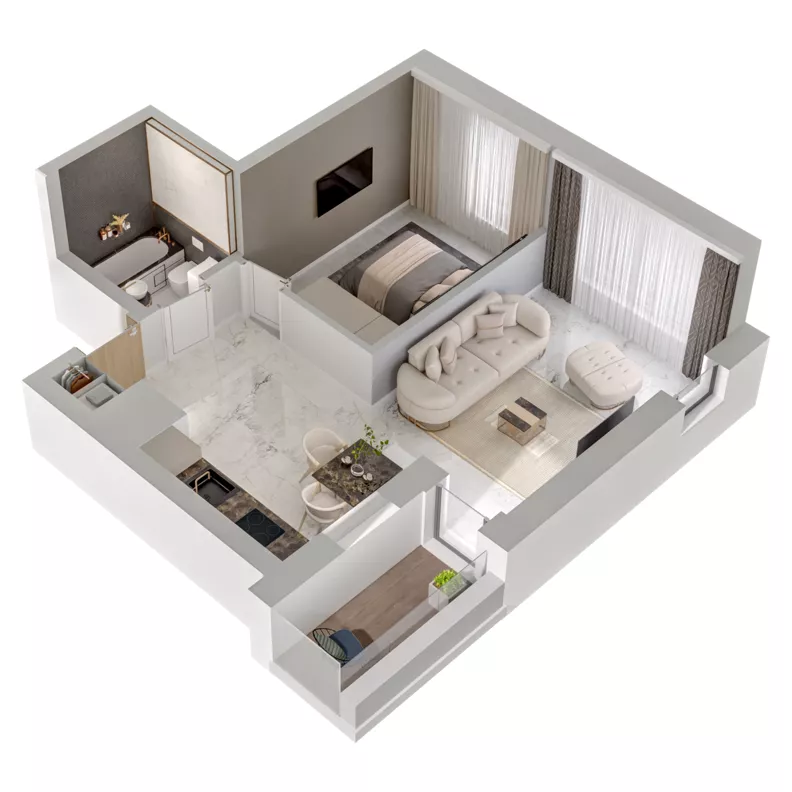 2 pokoje, mieszkanie 43,67 m², piętro 9, oferta nr A1/80, Zaspa Wysoko, Gdańsk, Zaspa, Zaspa-Młyniec, aleja Jana Pawła II