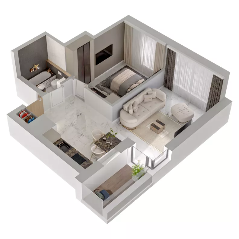 2 pokoje, mieszkanie 44,64 m², piętro 13, oferta nr A1/114, Zaspa Wysoko, Gdańsk, Zaspa, Zaspa-Młyniec, aleja Jana Pawła II