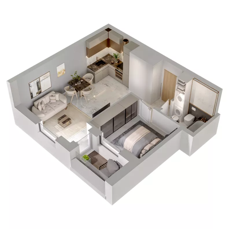 2 pokoje, mieszkanie 36,79 m², piętro 15, oferta nr A1/124, Zaspa Wysoko, Gdańsk, Zaspa, Zaspa-Młyniec, aleja Jana Pawła II