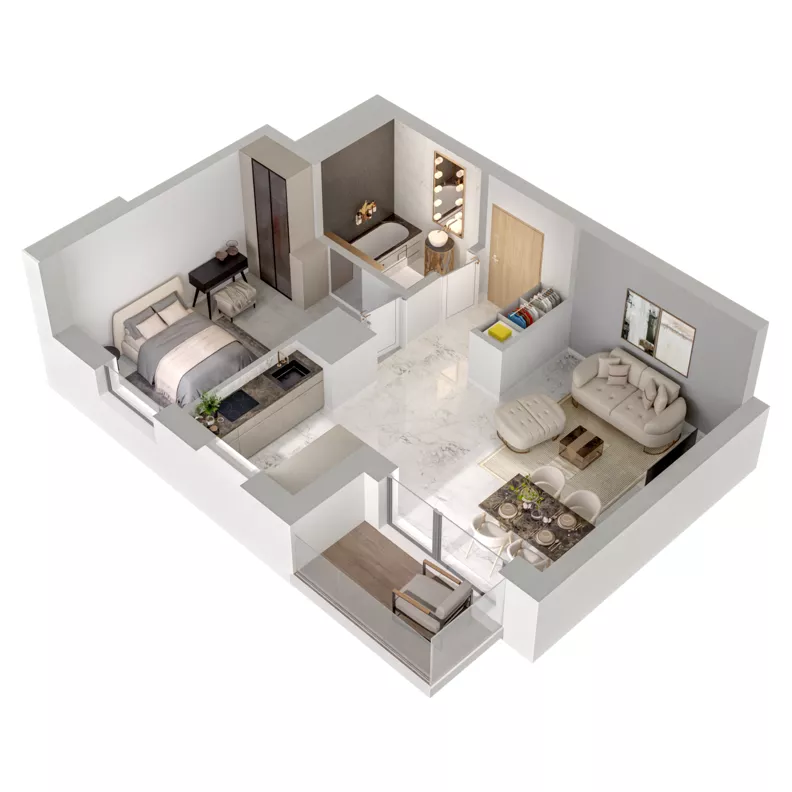 2 pokoje, mieszkanie 45,33 m², piętro 6, oferta nr A2/189, Zaspa Wysoko, Gdańsk, Zaspa, Zaspa-Młyniec, aleja Jana Pawła II