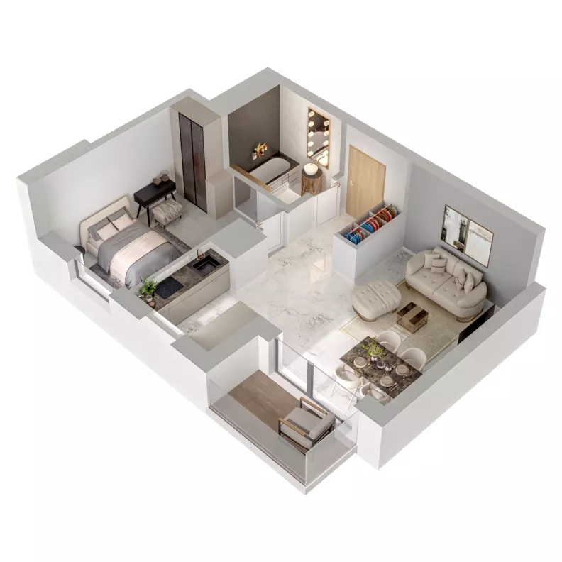 2 pokoje, mieszkanie 45,33 m², piętro 4, oferta nr A1/27, Zaspa Wysoko, Gdańsk, Zaspa, Zaspa-Młyniec, aleja Jana Pawła II