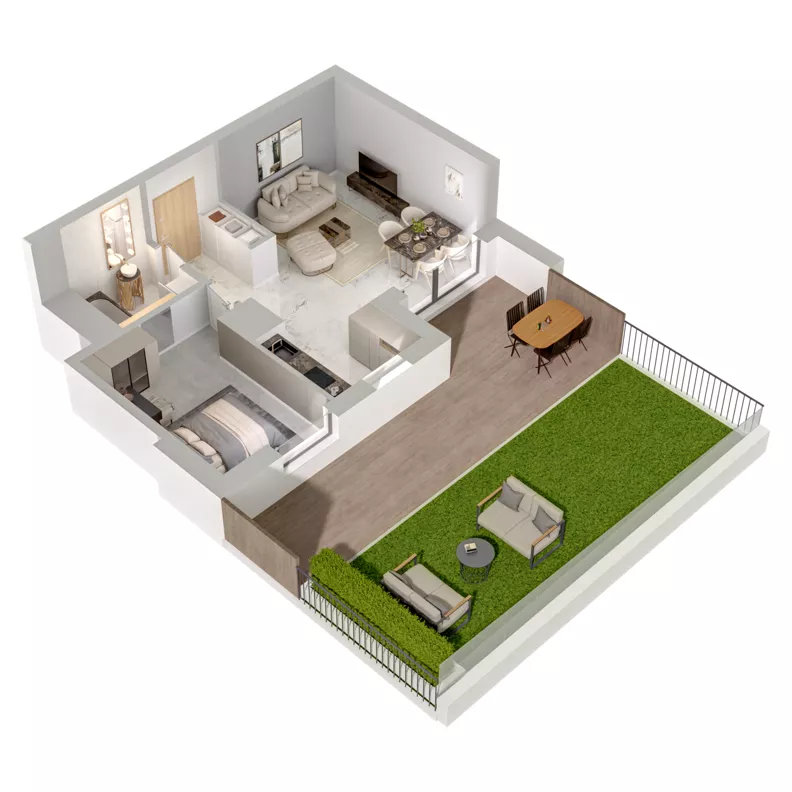 2 pokoje, mieszkanie 44,33 m², piętro 1, oferta nr A1/1, Zaspa Wysoko, Gdańsk, Zaspa, Zaspa-Młyniec, aleja Jana Pawła II
