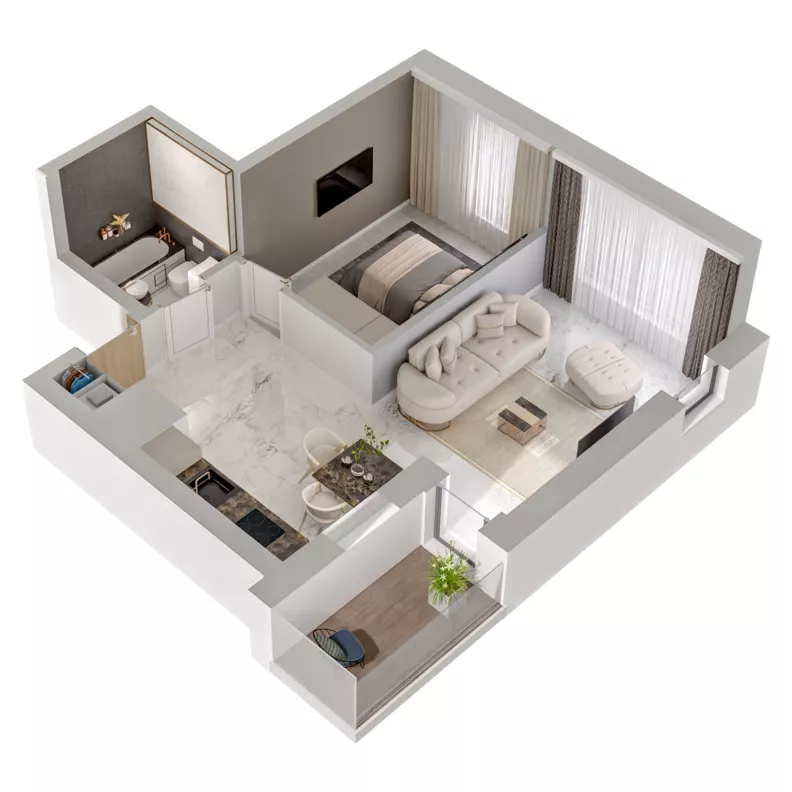 2 pokoje, mieszkanie 43,67 m², piętro 8, oferta nr A1/71, Zaspa Wysoko, Gdańsk, Zaspa, Zaspa-Młyniec, aleja Jana Pawła II