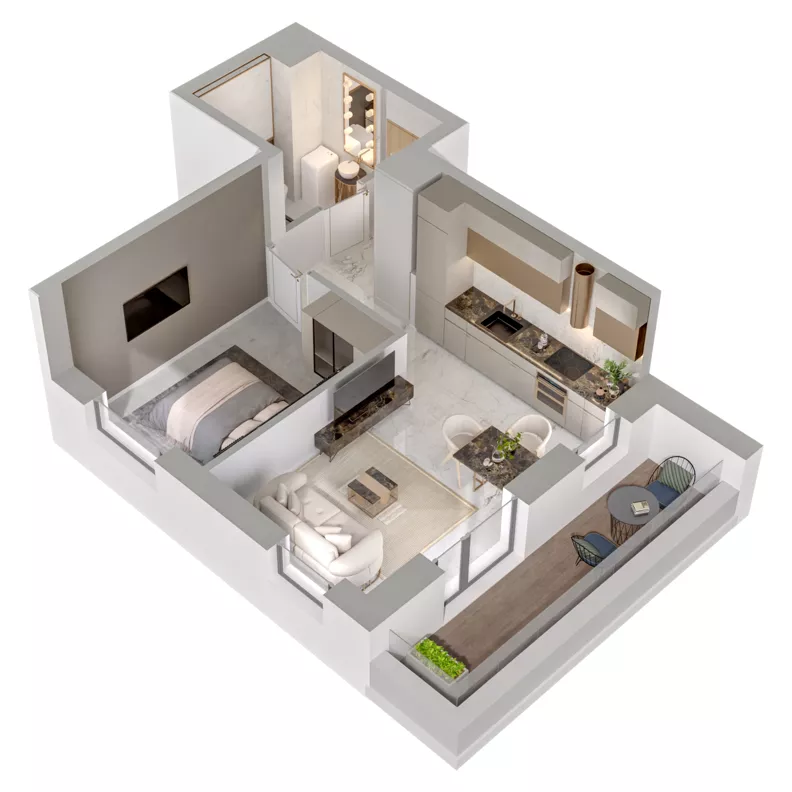 2 pokoje, mieszkanie 35,82 m², piętro 7, oferta nr A1/60, Zaspa Wysoko, Gdańsk, Zaspa, Zaspa-Młyniec, aleja Jana Pawła II