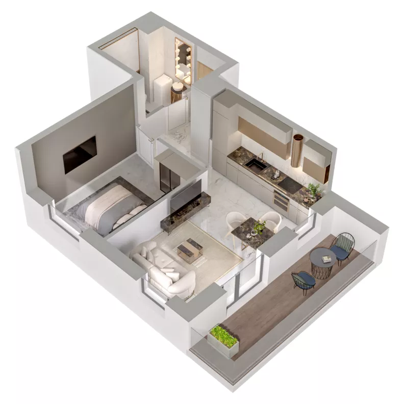2 pokoje, mieszkanie 35,82 m², piętro 8, oferta nr A1/69, Zaspa Wysoko, Gdańsk, Zaspa, Zaspa-Młyniec, aleja Jana Pawła II