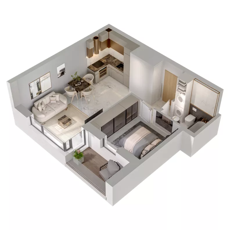 2 pokoje, mieszkanie 36,23 m², piętro 14, oferta nr A1/116, Zaspa Wysoko, Gdańsk, Zaspa, Zaspa-Młyniec, aleja Jana Pawła II
