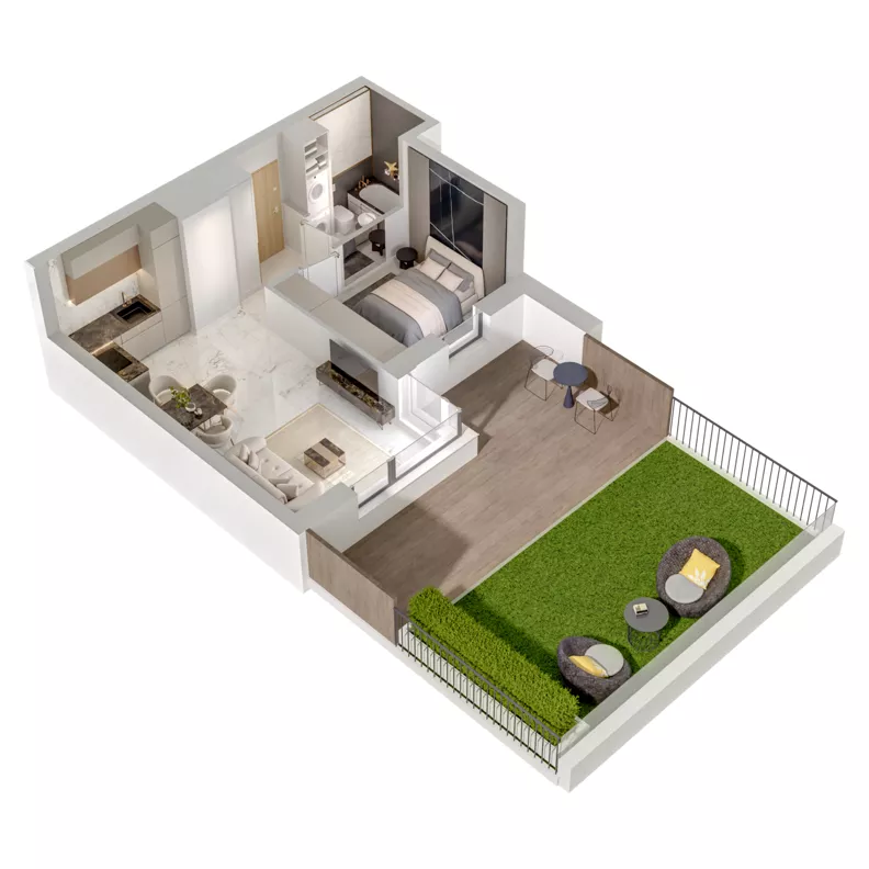 2 pokoje, mieszkanie 35,40 m², piętro 1, oferta nr A1/2, Zaspa Wysoko, Gdańsk, Zaspa, Zaspa-Młyniec, aleja Jana Pawła II