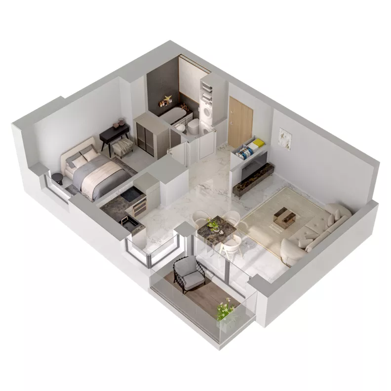 2 pokoje, mieszkanie 43,90 m², piętro 8, oferta nr A1/68, Zaspa Wysoko, Gdańsk, Zaspa, Zaspa-Młyniec, aleja Jana Pawła II