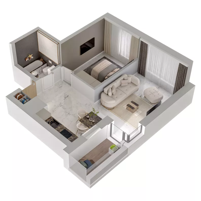 2 pokoje, mieszkanie 43,86 m², piętro 11, oferta nr A2/242, Zaspa Wysoko, Gdańsk, Zaspa, Zaspa-Młyniec, aleja Jana Pawła II