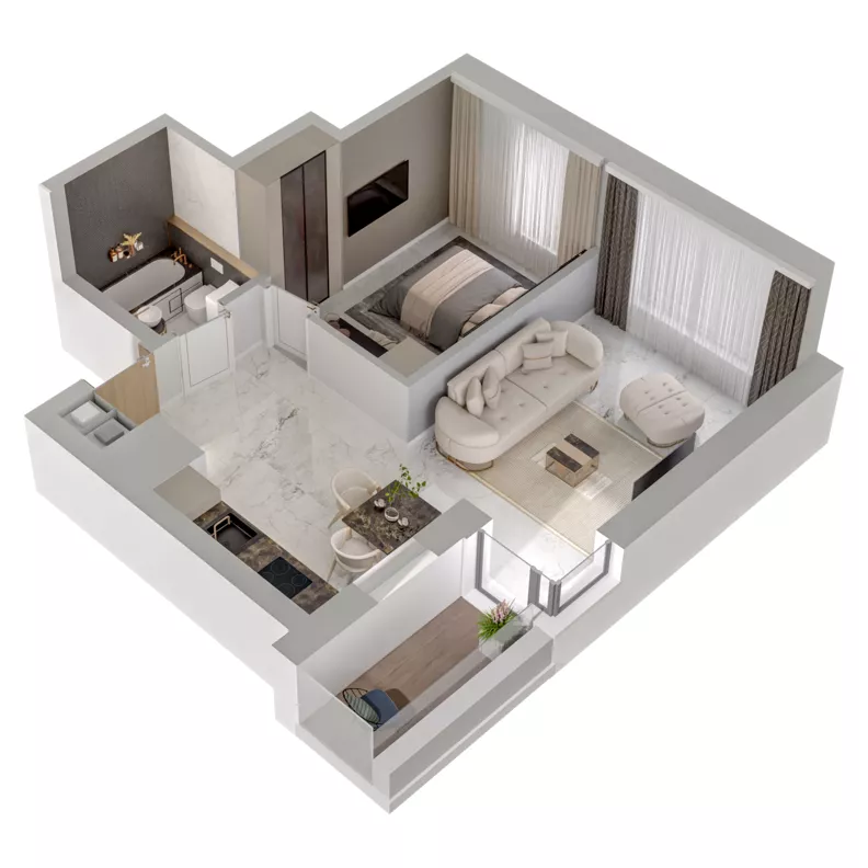 2 pokoje, mieszkanie 44,64 m², piętro 13, oferta nr A2/258, Zaspa Wysoko, Gdańsk, Zaspa, Zaspa-Młyniec, aleja Jana Pawła II