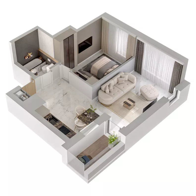 2 pokoje, mieszkanie 44,64 m², piętro 15, oferta nr A2/274, Zaspa Wysoko, Gdańsk, Zaspa, Zaspa-Młyniec, aleja Jana Pawła II