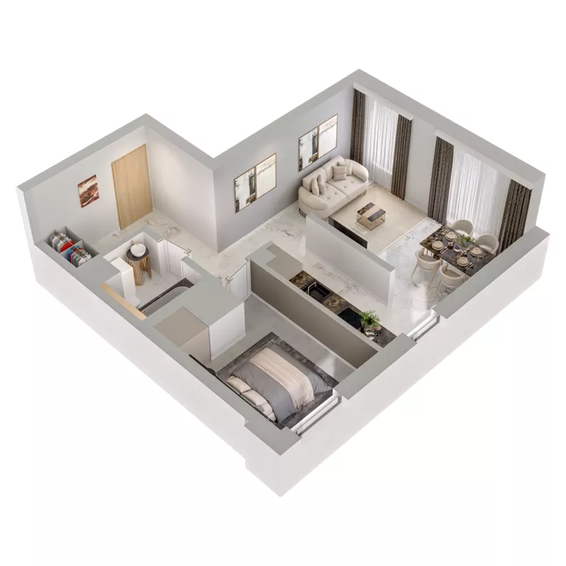 2 pokoje, mieszkanie 46,22 m², piętro 1, oferta nr A1/7, Zaspa Wysoko, Gdańsk, Zaspa, Zaspa-Młyniec, aleja Jana Pawła II