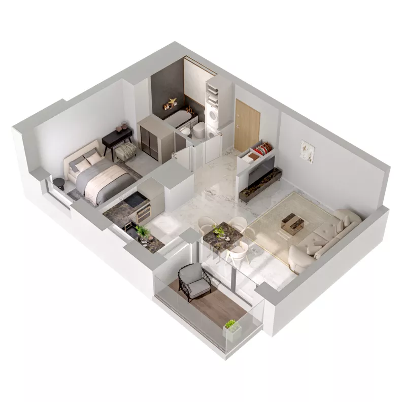 2 pokoje, mieszkanie 43,36 m², piętro 4, oferta nr A1/32, Zaspa Wysoko, Gdańsk, Zaspa, Zaspa-Młyniec, aleja Jana Pawła II