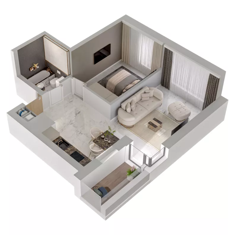 2 pokoje, mieszkanie 43,86 m², piętro 11, oferta nr A1/98, Zaspa Wysoko, Gdańsk, Zaspa, Zaspa-Młyniec, aleja Jana Pawła II