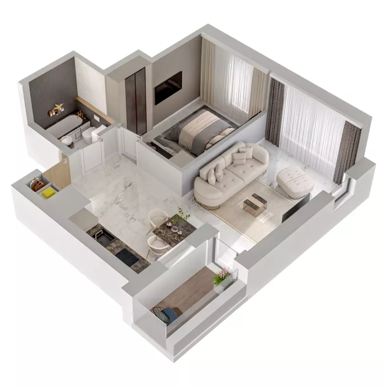 2 pokoje, mieszkanie 44,64 m², piętro 15, oferta nr A1/130, Zaspa Wysoko, Gdańsk, Zaspa, Zaspa-Młyniec, aleja Jana Pawła II