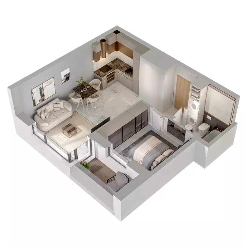 2 pokoje, mieszkanie 35,92 m², piętro 3, oferta nr A2/163, Zaspa Wysoko, Gdańsk, Zaspa, Zaspa-Młyniec, aleja Jana Pawła II
