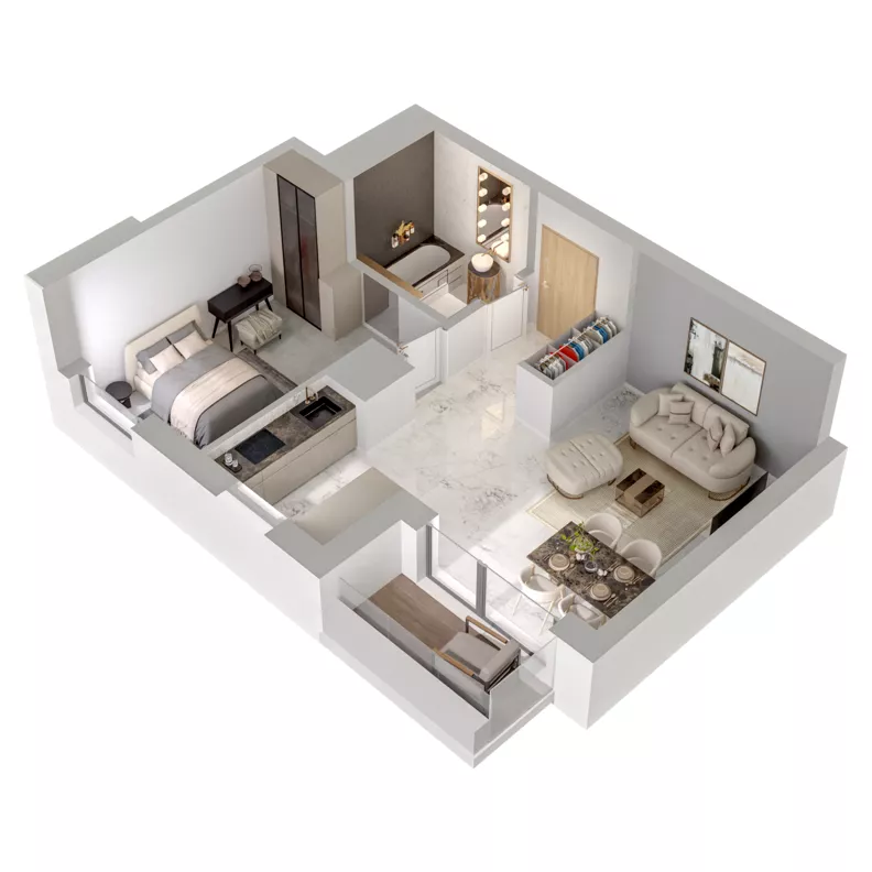 2 pokoje, mieszkanie 46,21 m², piętro 15, oferta nr A2/267, Zaspa Wysoko, Gdańsk, Zaspa, Zaspa-Młyniec, aleja Jana Pawła II